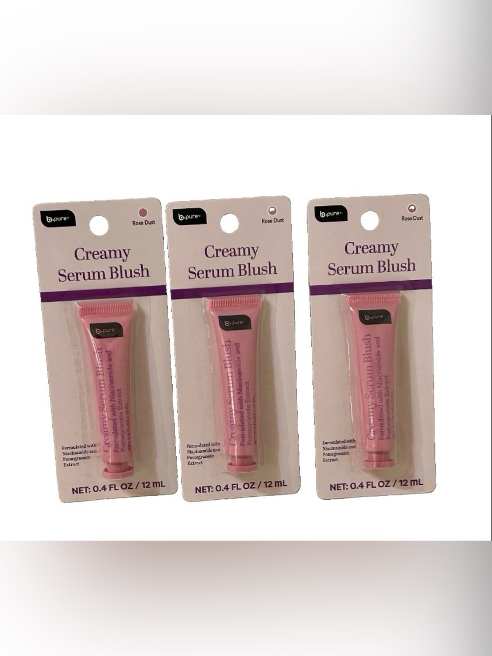 B.Pure Creamy Serum Blush Rose Dust 0.4 fl oz 12 ml Niacinamide NEW Lot of 3
